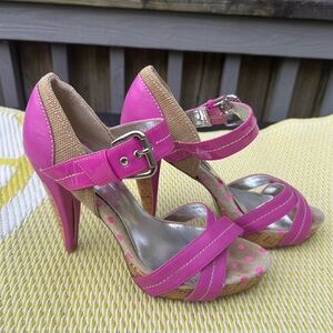 Charles David Pink Polka Dot Heels